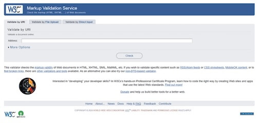 Validation Service(バリデーションサービス)「World Wide Web Consortium（W3C）」サービスサイトのキャプチャ画像